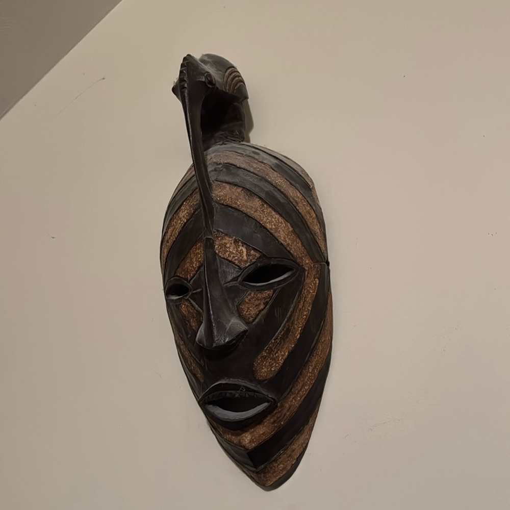 African Mask with Face and Bird